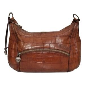 Brighton Bibi Heart Leather Croc Bag D386311